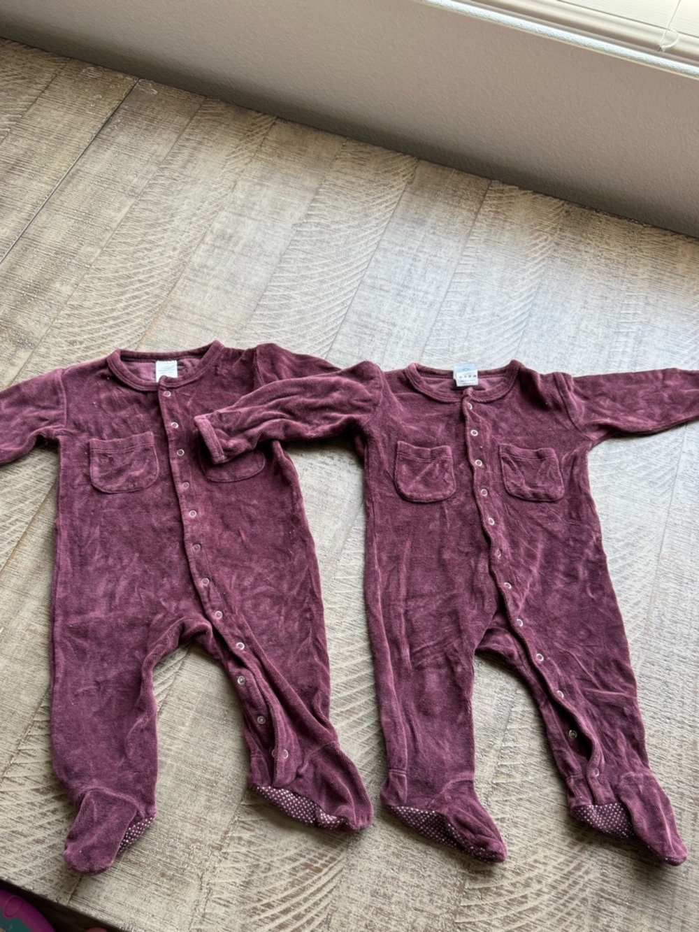 Bundle for twins Kids One-Piece Footed Romper in Burgundy - Unbranded.